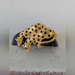 Belt Gold and Black Leopard Belt With Rhinestone Eyes .By Gail Labelle SzS